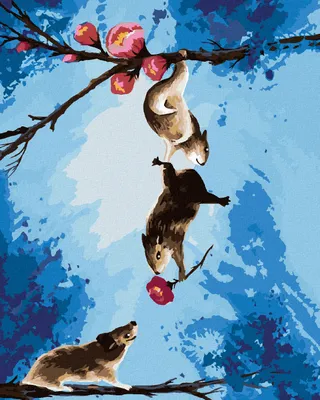 Produktbild von Zuty - Malen nach Zahlen - HAMSTER AUF EINEM BLÜHENDEN KIRSCHBAUM, 40x50 cm, mit Keilrahmen (bereits gespannt)