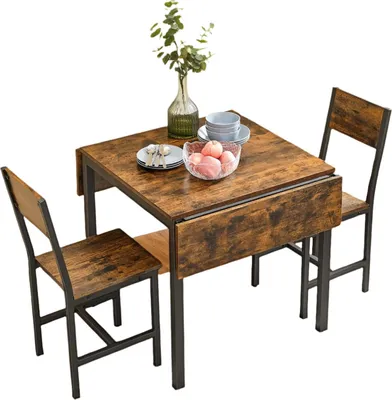 Zdjęcie produktu dla Składany stół jadalny – oszczędza miejsce – kolor vintage (brązowy/czarny) – wymiary: 120 x 78 x 76,2 cm