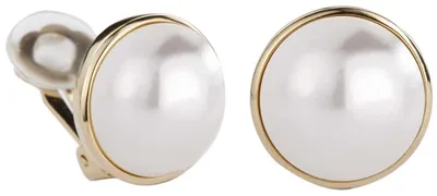 Productafbeelding van Reisclip voor oorbellen - dames - witte parels van 16 mm - 22 karaat verguld - 113373