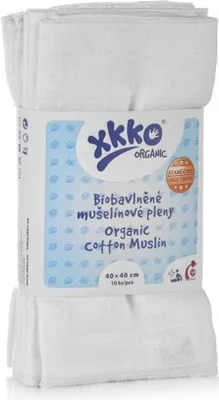 Produktbild von XKKO - Organic Mullwindeln - 100% Baumwolle (Alte Zeiten) 40x40cm - 10 Stück Farbe Weiß