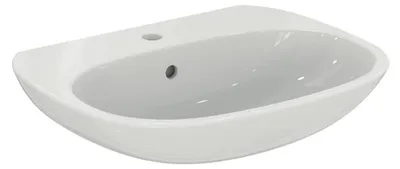 Waschbecken 60 cm, 1 Hahnloch, Keramik, Weiß, rechteckig