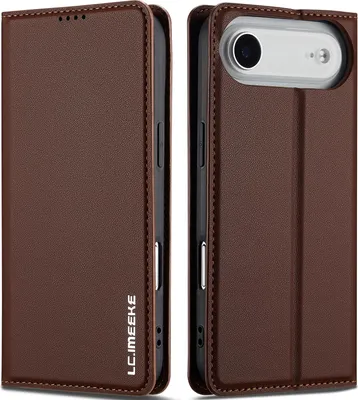 Obrázek produktu pro Magnetické flipové kožené pouzdro pro iPhone Air, s přihrádkou na karty a funkcí stojánku Hnědá