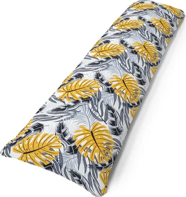Produktbild von Amilian Seitenschläferkissen inkl. Füllung und Bezug: 150cm x 40cm, Schwangerschaftskissen, Lagerungskissen Baby und Erwachsene: Monstera Grau Senfgelb