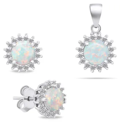 Produktbild von Beautiful opal jewelry set SET231W (earrings, pendant)