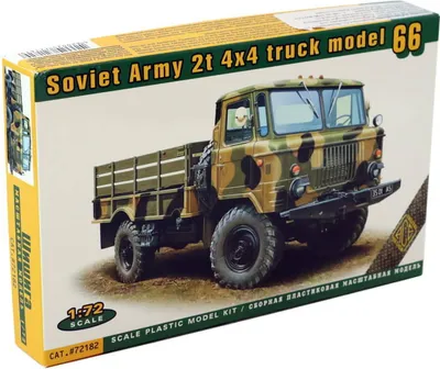Productafbeelding van ACE Sovjet-legermodel, 2-tons 4x4 vrachtwagen, model 66, schaal 1:72