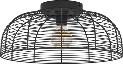 Produktbild von EGLO Deckenlampe Rinroe, Deckenleuchte Industrial, Deckenbeleuchtung aus schwarzem Metall, Wohnzimmerlampe mit E27 Fassung, Ø 45 cm