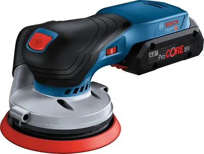 A cordless orbital sander is shown against a white background.