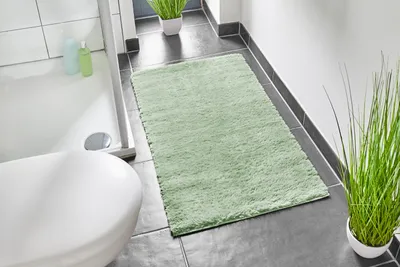 Produktbild von Badematte Florida rutschfest 60 x 100 cm Salbei Badteppich Badezimmerteppich weich und flauschig waschbar Duschvorleger für Badezimmer