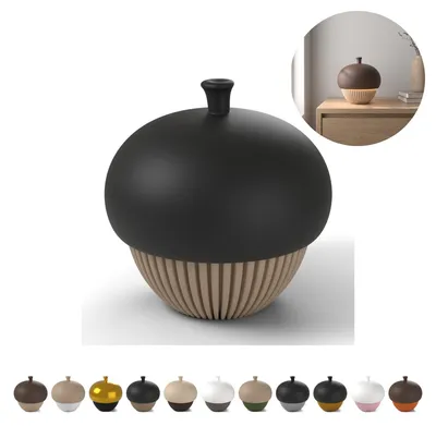 Zdjęcie produktu dla Lampion na tealight LED Żołądź ok. 11,6 cm, z pokrywą, PLA – Dąb