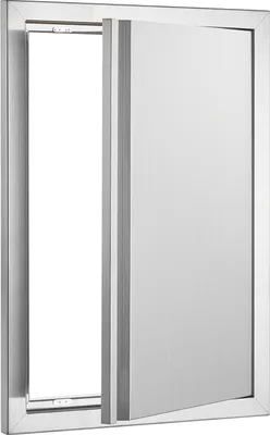 Immagine prodotto di Porta per griglia SucceBuy, 432 x 610 mm, porta singola per cucina esterna. Montaggio a incasso in acciaio inox. Porta verticale a parete con maniglia a scomparsa. Ideale per isole barbecue