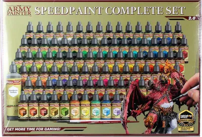Produktbild von The Army Painter SPEEDPAINT COMPLETE SET 2.0, Schwarz, Blau, Bronze, Braun, Gold, Grün, Grau, Pink, Violett, Rot, Silber, Gelb, Acrylfarbe, Flüssigkeit, 18 ml