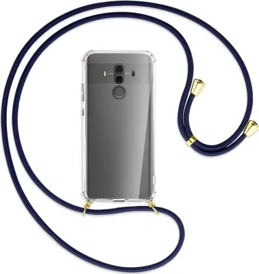 Produktbild von Handykette Backcover-Schutzhülle mit Band (Metall goldfarben) für Huawei Mate 10 Pro - dunkelblau