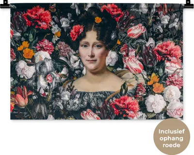 Produktbild von MuchoWow® Wandteppich Wandbehang Johanna Henriette Engelen - Dubois Drahonet - Blumen 60x40 cm Tapisserie Dekoration Wandtuch - Wanddekorationen