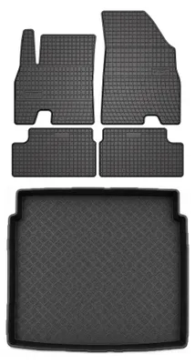 Image de Tapis en caoutchouc + bac de coffre pour OMODA 5 2025- (plancher bas) – 5 pièces, noirs, sur mesure