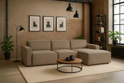 Produktbild von Kaiser Möbel Ecksofa Cursal L-Form, Stoff Poso, Dunkelbeige, Rechts