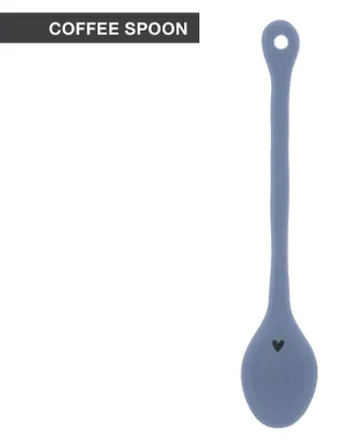 Produktbild von Kaffeelöffel Iris Blue matt blau L. 13,5cm mit kleinem Herz Bastion Collections