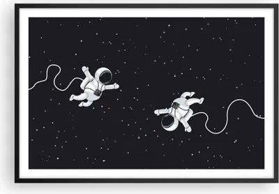 Produktbild von Gerahmtes Poster - Schwarzer Rahmen - Cartoon Astronauten Kosmos - 91,5x61 cm - Wand Bild - Wanddeko - Wandbilder - Kunstposter - Wandposter - Bilderrahmen - Bilder - Kunstdruck - P2BAA91x61-4867