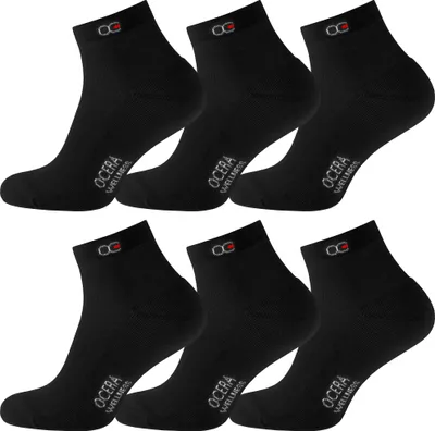 Produktbild von OCERA 6 Paar Wellness Kurzschaft Socken Baumwolle NEU mit Frotteesohle + handgekettelter Spitze Uni Damen + Herren in elegantem Schwarz Gr. 35-38