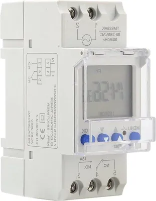 Zdjęcie produktu dla Programowalny zegar z dużym wyświetlaczem, mocowanie na szynę DIN, 85–265 V, 16 A, wskazówki z podświetleniem, TM928AK.