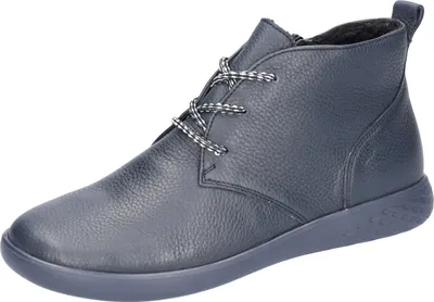 A single blue women's bootie is shown from a side-angle on a white background.