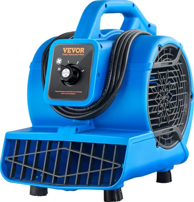 Obrázek produktu pro VEVOR podlahový ventilátor, 1360 otáček za minutu, 600 CFM, vzduchový motor pro sušení a chlazení, přenosný ventilátor pro vysoušení koberců se 4 úhly foukání, 3 rychlosti, pro úklid, domácnost, sanitární zařízení