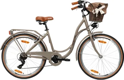 Produktbild von Goetze Mood 26 Zoll City Bike, 17 Zoll Tiefeinsteiger, 6-Gang Shimano Tourney, V-Bremse, LED-Beleuchtung, Gepäckträger, Korb mit Bezug