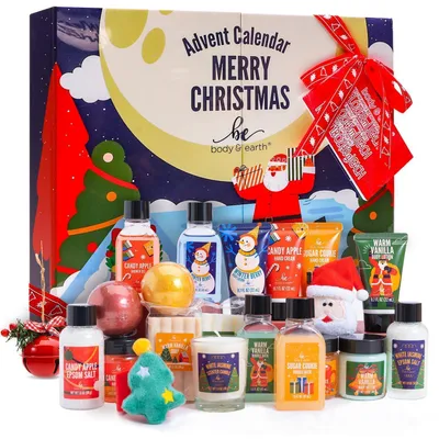 Immagine prodotto di Calendario dell'Avvento BODY & EARTH per il benessere delle donne, con 24 prodotti per la cura del corpo e un set regalo