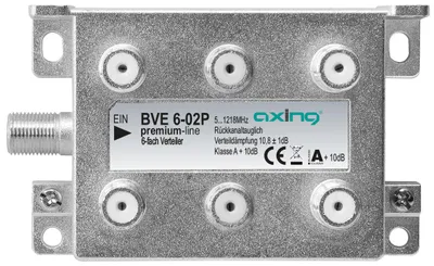 Obrázok produktu pre Axing BVE 6-02P, Rozbočovač, 5 - 1218 MHz, Šedá, A, 10,8 dB, F