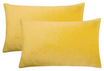 Productafbeelding van Set van 2 kussenhoezen, 40 x 80 cm, fluweel, superzacht, pluizig, decoratieve sofa kussens, kussenhoes, geel