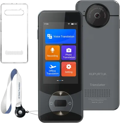 Image de Appareil de traduction linguistique XUPURTLK, appareil de traduction vocale bidirectionnel, traducteur en temps réel pour 144 langues, ne nécessite pas de Wi-Fi, fonctionne hors ligne, avec enregistrement et prise de photos