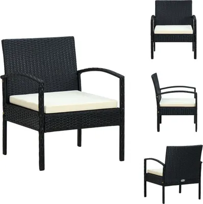 Produktbild von vidaXL Gartenstuhl mit Kissen Poly Rattan Schwarz -  Gartenstühle