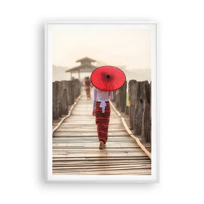 Produktbild von Gerahmtes Poster - Weißer Rahmen - Birma Regenschirm Brücke - 70x100 cm - Wand Bild - Wanddeko - Wandbilder - Wandposter - Bilderrahmen - Bilder - Kunstdruck - Wandbild - P2WPA70x100-4261