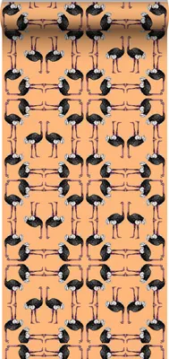 Zdjęcie produktu dla Walls4You Tapeta flamingi pomarańczowymIczarnym - 640120 - 53 cm x 10 m