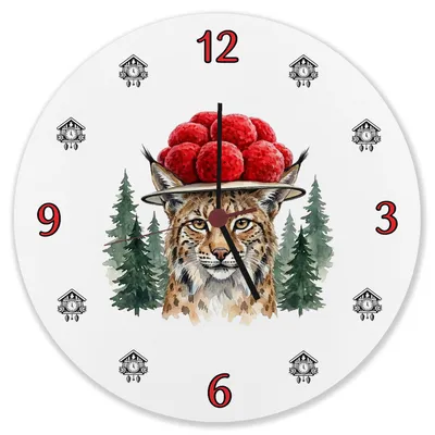 Produktbild von Luchs mit Bollenhut Wanduhr aus Alu Schwarzwald Motiv