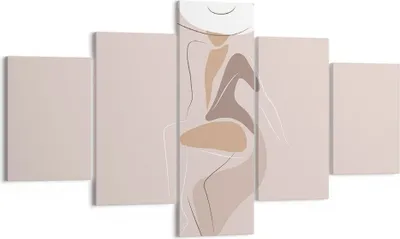 Produktbild von Bild auf Leinwand - Leinwandbild - 5 Teile - Buntstift Frau Hut - 125x70cm - Wand Bild - Wanddeko - Wandbilder - Leinwanddruck - Bilder - Wanddekoration - Leinwand bilder - Wandbild - EA125x70-4773