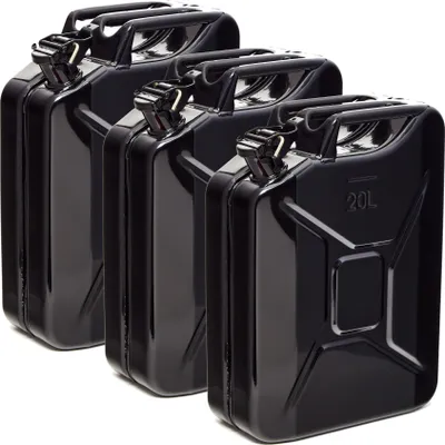 Produktbild von Oxid7® by BW Kraftstoffkanister Metall Benzinkanister 3x 20 Liter - Schwarz RAL 9005 - UN-Zulassung - Hergestellt in Europa