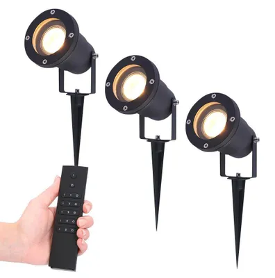 Produktbild von hoftronic LED Gartenstrahler 3er Set 4W 345lm 2700K Schwarz IP65