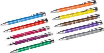 Produktbild von 10 Kugelschreiber aus Metall / 10 Farben