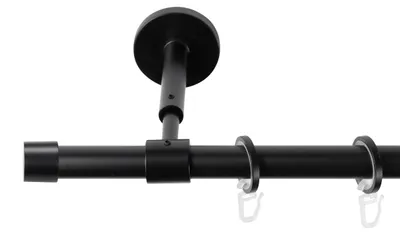 Produktbild von SN Deco Gardinenstange Brest, 19 mm, 1-läufig, Stahl, Komplett-Set mit Ringen, geschlossener Träger, 240 cm, schwarz