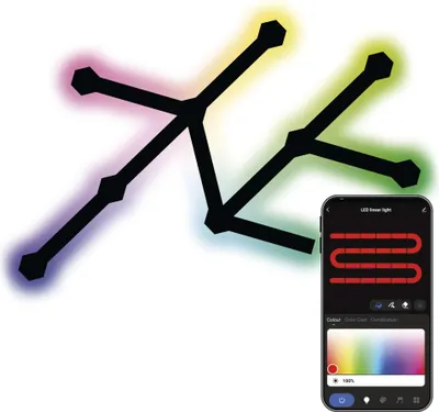 GoSmart LED svítidlo Lines černé, 9 dílů, 34 W, RGBIC stmívatelné, WiFi