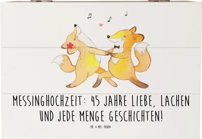 Produktbild von Mr. & Mrs. Panda Box 45. Hochzeitstag Messinghochzeit 22 x 15 cm - Weiß - Geschenk, Kiste, schatztruhe, Ehejubiläum, Geschenke, Ehe, Feiern, Schatzkiste, unvergesslich