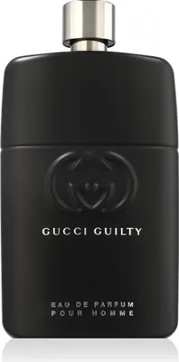 A black bottle of Gucci Guilty Pour Homme Eau de Parfum for men.