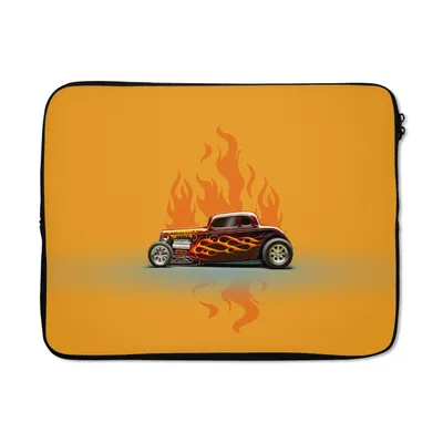 Produktbild von MuchoWow® Laptop Hülle 15 Zoll Auto - Flammen - Rot - Vintage Laptoptasche - Laptoptasche - Sleeve - Rundum-Schutz