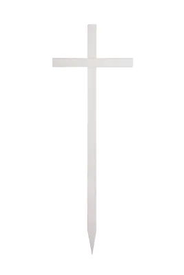 Produktbild von Holzkreuz Grabkreuz Weiß 145 cm – Wetterfestes Kreuz aus Massivholz Kiefer – Grabkreuz Holz für Friedhof und Grabstätte – Einfacher Aufbau inkl. Schra
