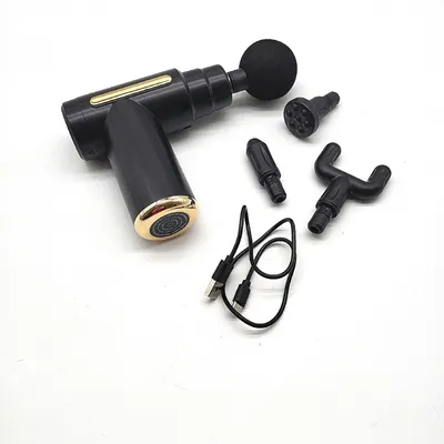 Immagine prodotto di Pistola massaggiante Mini, dispositivo massaggiante con 6 velocità e 4 testine, ampiezza di 10 mm, massaggiatore elettrico manuale per massaggio profondo dei tessuti fasciali, ideale per collo, spalle e schiena
