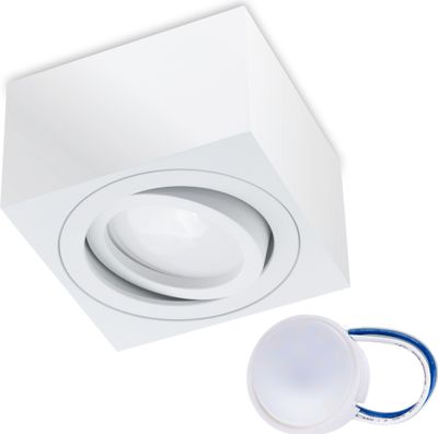 LUMILED Aufbauspot LED Aufbaustrahler Deckenlampe Spot schwenkbar eckig weiß Downlight Aluminium + Modul LED INSERT 7W 230V Warmweiß 3000K