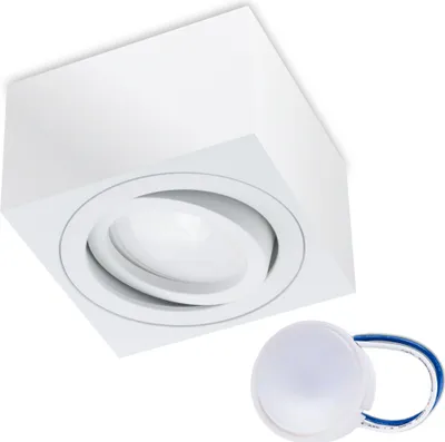 Produktbild von LUMILED Aufbauspot LED Aufbaustrahler Deckenlampe Spot schwenkbar eckig weiß Downlight Aluminium + Modul LED INSERT 7W 230V Warmweiß 3000K