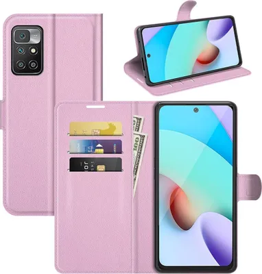 Produktbild von König Design Hülle kompatibel mit Xiaomi Redmi 10 Kunstleder Handyhülle - Handy Case Rosa