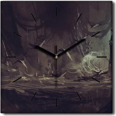 Produktbild von Coloray Uhr auf Leinwand 30x30 cm Wand Uhr Dekoration Wohnzimmer Segeltuch schwarze Hände -Fantasy-Zaubererwald.