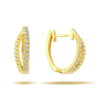 Productafbeelding van Creool oorbellen met diamanten, briljantslijpe, 14 karaat (585) geelgoud